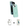 MARSİLYAN™- iPhone 14 Kılıf İz Işık Koleksiyonu - Şeffaf Pasifik Cam Ekran Koruyucu + Shine Kamera Lens - GD