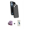MARSİLYAN™- iPhone 14 Kılıf İz Işık Koleksiyonu - Şeffaf Pasifik Cam Ekran Koruyucu + Raze Metal Kamera Lens - KI