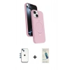 MARSİLYAN™- iPhone 14 Kılıf İz Işık Koleksiyonu - Şeffaf Pasifik Cam Ekran Koruyucu + Shine Kamera Lens - MI