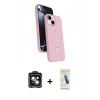 MARSİLYAN™- iPhone 14 Kılıf İz Işık Koleksiyonu - Şeffaf Pasifik Cam Ekran Koruyucu + PVD Metal Kamera Lens - SH