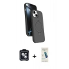 MARSİLYAN™- iPhone 14 Kılıf İz Işık Koleksiyonu - Şeffaf Pasifik Cam Ekran Koruyucu + PVD Metal Kamera Lens - SH