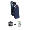 MARSİLYAN™- iPhone 14 Kılıf İz Işık Koleksiyonu - Şeffaf Pasifik Cam Ekran Koruyucu + PVD Metal Kamera Lens - SH