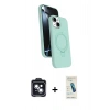 MARSİLYAN™- iPhone 14 Kılıf İz Işık Koleksiyonu - Şeffaf Pasifik Cam Ekran Koruyucu + PVD Metal Kamera Lens - SH