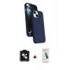 MARSİLYAN™- iPhone 14 Kılıf İz Işık Koleksiyonu - Şeffaf Pasifik Cam Ekran Koruyucu + PVD Metal Kamera Lens - TU