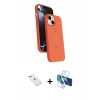 MARSİLYAN™- iPhone 14 Kılıf İz Işık Koleksiyonu - Siyah 3D Antistatik Cam Ekran Koruyucu + Diamond Kamera Lens - PE
