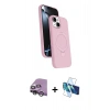 MARSİLYAN™- iPhone 14 Kılıf İz Işık Koleksiyonu - Siyah 3D Antistatik Cam Ekran Koruyucu + Raze Metal Kamera Lens - GS