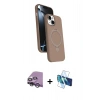 MARSİLYAN™- iPhone 14 Kılıf İz Işık Koleksiyonu - Siyah 3D Antistatik Cam Ekran Koruyucu + Raze Metal Kamera Lens - GS