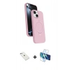MARSİLYAN™- iPhone 14 Kılıf İz Işık Koleksiyonu - Siyah 3D Antistatik Cam Ekran Koruyucu + Diamond Kamera Lens - SABE