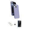 MARSİLYAN™- iPhone 14 Kılıf İz Işık Koleksiyonu - Siyah 3D Antistatik Hayalet Cam Ekran Koruyucu + Diamond Kamera Lens - SABE