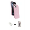 MARSİLYAN™- iPhone 14 Kılıf İz Işık Koleksiyonu - Siyah Bilvis 3D Cam Ekran Koruyucu + Diamond Kamera Lens - YL