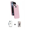 MARSİLYAN™- iPhone 14 Kılıf İz Işık Koleksiyonu - Siyah Bilvis 3D Cam Ekran Koruyucu + Shine Kamera Lens - MI