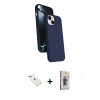 MARSİLYAN™- iPhone 14 Kılıf İz Işık Koleksiyonu - Siyah Bilvis 3D Cam Ekran Koruyucu + Diamond Kamera Lens - SABE