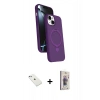 MARSİLYAN™- iPhone 14 Kılıf İz Işık Koleksiyonu - Siyah Bilvis 3D Cam Ekran Koruyucu + Diamond Kamera Lens - SABE