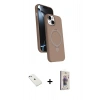 MARSİLYAN™- iPhone 14 Kılıf İz Işık Koleksiyonu - Siyah Bilvis 3D Cam Ekran Koruyucu + Diamond Kamera Lens - SABE