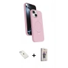 MARSİLYAN™- iPhone 14 Kılıf İz Işık Koleksiyonu - Siyah Bilvis 3D Cam Ekran Koruyucu + Diamond Kamera Lens - SABE