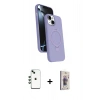 MARSİLYAN™- iPhone 14 Kılıf İz Işık Koleksiyonu - Siyah Bilvis 3D Cam Ekran Koruyucu + Shine Kamera Lens - YL