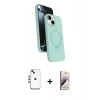 MARSİLYAN™- iPhone 14 Kılıf İz Işık Koleksiyonu - Siyah Bilvis 3D Mat Cam Ekran Koruyucu + Shine Kamera Lens - GI