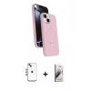 MARSİLYAN™- iPhone 14 Kılıf İz Işık Koleksiyonu - Siyah Bilvis 3D Mat Cam Ekran Koruyucu + Shine Kamera Lens - GI