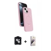 MARSİLYAN™- iPhone 14 Kılıf İz Işık Koleksiyonu - Siyah Bilvis 3D Mat Cam Ekran Koruyucu + PVD Metal Kamera Lens - GS