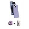 MARSİLYAN™- iPhone 14 Kılıf İz Işık Koleksiyonu - Siyah Bilvis 3D Mat Cam Ekran Koruyucu + Raze Metal Kamera Lens - GS