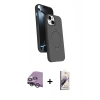 MARSİLYAN™- iPhone 14 Kılıf İz Işık Koleksiyonu - Siyah Bilvis 3D Mat Cam Ekran Koruyucu + Raze Metal Kamera Lens - GS
