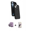 MARSİLYAN™- iPhone 14 Kılıf İz Işık Koleksiyonu - Siyah Bilvis 3D Mat Cam Ekran Koruyucu + Raze Metal Kamera Lens - GS