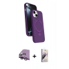 MARSİLYAN™- iPhone 14 Kılıf İz Işık Koleksiyonu - Siyah Bilvis 3D Mat Cam Ekran Koruyucu + Raze Metal Kamera Lens - GS