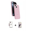 MARSİLYAN™- iPhone 14 Kılıf İz Işık Koleksiyonu - Siyah Bilvis 3D Mat Cam Ekran Koruyucu + Shine Kamera Lens - KI