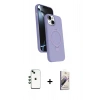 MARSİLYAN™- iPhone 14 Kılıf İz Işık Koleksiyonu - Siyah Bilvis 3D Mat Cam Ekran Koruyucu + Shine Kamera Lens - YL