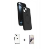 MARSİLYAN™- iPhone 14 Kılıf İz Işık Koleksiyonu - Siyah Bilvis 3D Mat Cam Ekran Koruyucu + Shine Kamera Lens - GS