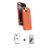 MARSİLYAN™- iPhone 14 Kılıf İz Işık Koleksiyonu - Siyah Bilvis 3D Mat Cam Ekran Koruyucu + Shine Kamera Lens - GS
