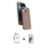MARSİLYAN™- iPhone 14 Kılıf İz Işık Koleksiyonu - Siyah Bilvis 3D Mat Cam Ekran Koruyucu + Shine Kamera Lens - GS
