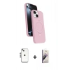 MARSİLYAN™- iPhone 14 Kılıf İz Işık Koleksiyonu - Siyah Bilvis 3D Mat Cam Ekran Koruyucu + Shine Kamera Lens - GS