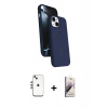 MARSİLYAN™- iPhone 14 Kılıf İz Işık Koleksiyonu - Siyah Bilvis 3D Mat Cam Ekran Koruyucu + Shine Kamera Lens - GS