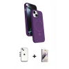 MARSİLYAN™- iPhone 14 Kılıf İz Işık Koleksiyonu - Siyah Bilvis 3D Mat Cam Ekran Koruyucu + Shine Kamera Lens - GS