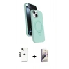 MARSİLYAN™- iPhone 14 Kılıf İz Işık Koleksiyonu - Siyah Bilvis 3D Mat Cam Ekran Koruyucu + Shine Kamera Lens - SH