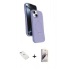 MARSİLYAN™- iPhone 14 Kılıf İz Işık Koleksiyonu - Siyah Bilvis 3D Mat Cam Ekran Koruyucu + Diamond Kamera Lens - YL