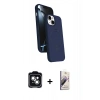 MARSİLYAN™- iPhone 14 Kılıf İz Işık Koleksiyonu - Siyah Bilvis 3D Mat Cam Ekran Koruyucu + PVD Metal Kamera Lens - YL