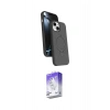 MARSİLYAN™- iPhone 14 Kılıf İz Işık Koleksiyonu - Siyah Bilvis 5in1 3D Magic Cam Ekran Koruyucu
