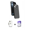 MARSİLYAN™- iPhone 14 Kılıf İz Işık Koleksiyonu - Siyah Bilvis 5in1 3D Magic Cam Ekran Koruyucu + Shine Kamera Lens - GD