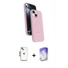 MARSİLYAN™- iPhone 14 Kılıf İz Işık Koleksiyonu - Siyah Bilvis 5in1 3D Magic Cam Ekran Koruyucu + Shine Kamera Lens - GD