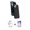 MARSİLYAN™- iPhone 14 Kılıf İz Işık Koleksiyonu - Siyah Bilvis 5in1 3D Magic Cam Ekran Koruyucu + Shine Kamera Lens - GS