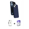MARSİLYAN™- iPhone 14 Kılıf İz Işık Koleksiyonu - Siyah Bilvis 5in1 3D Magic Cam Ekran Koruyucu + Shine Kamera Lens - GS