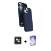 MARSİLYAN™- iPhone 14 Kılıf İz Işık Koleksiyonu - Siyah Bilvis 5in1 3D Magic Cam Ekran Koruyucu + PVD Metal Kamera Lens - PE