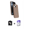 MARSİLYAN™- iPhone 14 Kılıf İz Işık Koleksiyonu - Siyah Bilvis 5in1 3D Magic Cam Ekran Koruyucu + PVD Metal Kamera Lens - TU