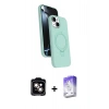 MARSİLYAN™- iPhone 14 Kılıf İz Işık Koleksiyonu - Siyah Bilvis 5in1 3D Magic Cam Ekran Koruyucu + PVD Metal Kamera Lens - TU
