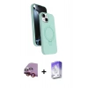 MARSİLYAN™- iPhone 14 Kılıf İz Işık Koleksiyonu - Siyah Bilvis 5in1 3D Magic Cam Ekran Koruyucu + Raze Metal Kamera Lens - KI