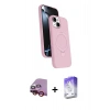MARSİLYAN™- iPhone 14 Kılıf İz Işık Koleksiyonu - Siyah Bilvis 5in1 3D Magic Cam Ekran Koruyucu + Raze Metal Kamera Lens - KI