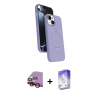 MARSİLYAN™- iPhone 14 Kılıf İz Işık Koleksiyonu - Siyah Bilvis 5in1 3D Magic Cam Ekran Koruyucu + Raze Metal Kamera Lens - KI