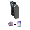 MARSİLYAN™- iPhone 14 Kılıf İz Işık Koleksiyonu - Siyah Bilvis 5in1 3D Magic Cam Ekran Koruyucu + Raze Metal Kamera Lens - MR